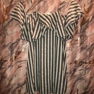 Striped top with open shoulder